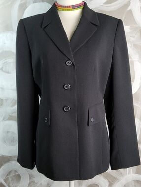 TAHARI Adam S Levine Wmns 8P Black Micro Dot Lined Jacket Blazer Petite CorpCore
